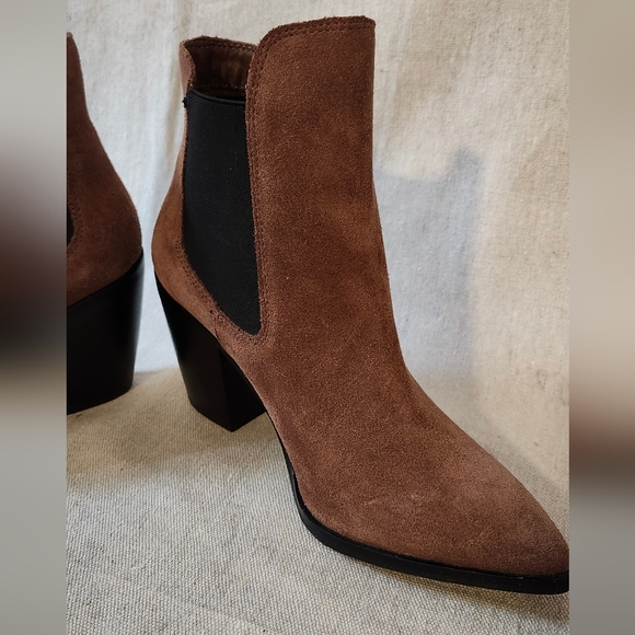 Chinese Laundry Utah Oak Brown Suede Leather Pointed-Toe Ankle Booties 6.5 - Picture 5 of 8